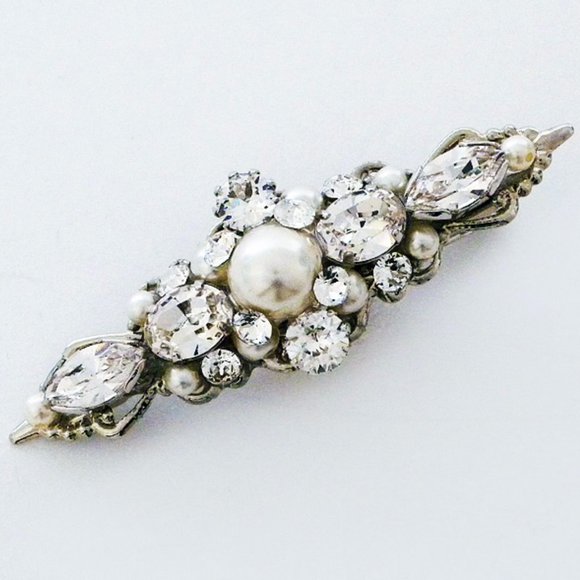 Cheryl King Couture Glam Hair Clip, Crystal, Pearl NWT
